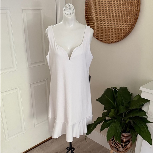 Express White V-Wire Bodycon Mini Ruffle Dress XL NWT Cocktail Party Elegant - Picture 4 of 12